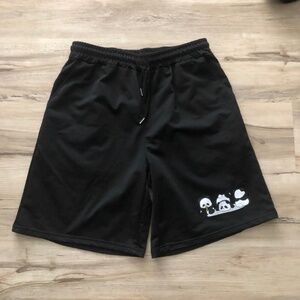 Men’s Black Shorts with Panda Bears